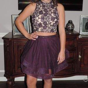 Plum Purple & Cream Homecoming Dress